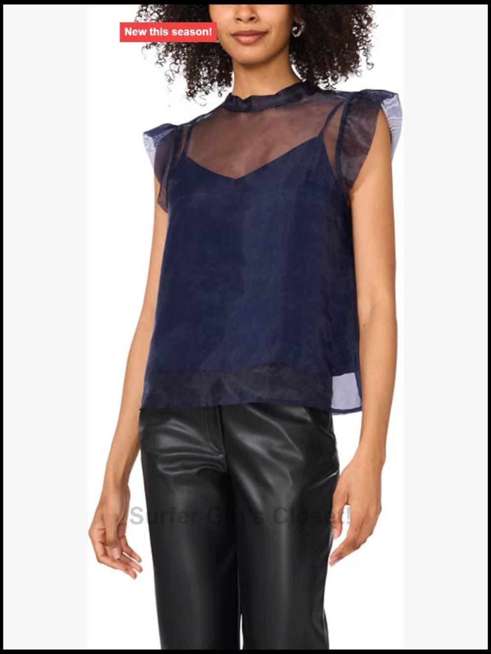 High Neck Ruffle Sleeve Tank Top Solid Lightweight Sleeveless